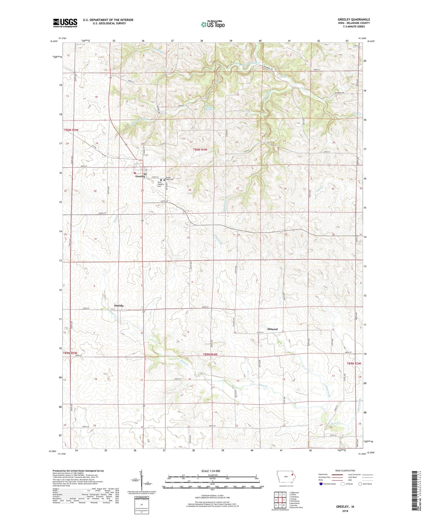 Greeley Iowa US Topo Map Image