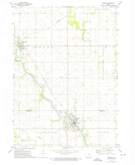 Classic USGS Greene Iowa 7.5'x7.5' Topo Map Image