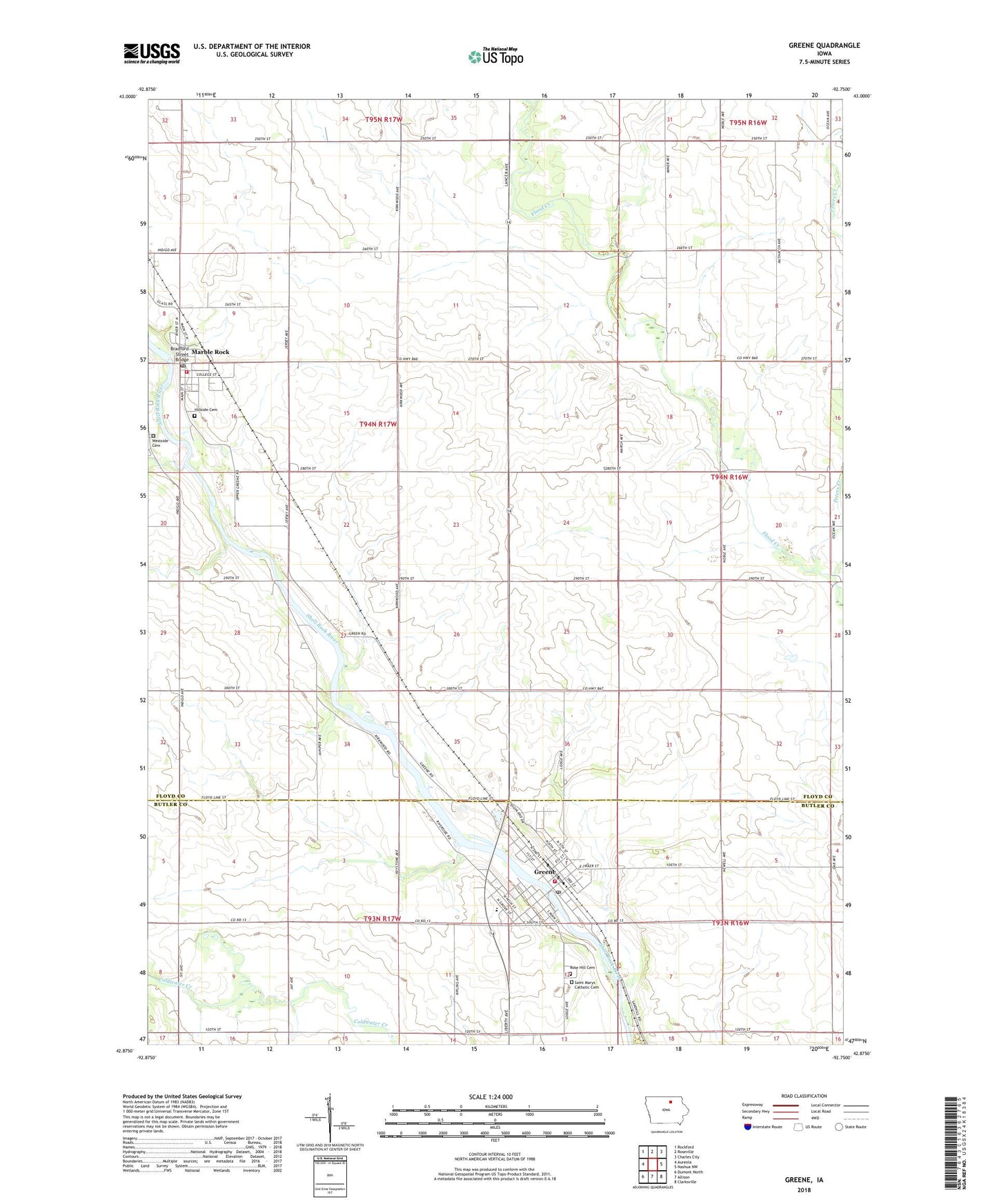 Greene Iowa US Topo Map Image