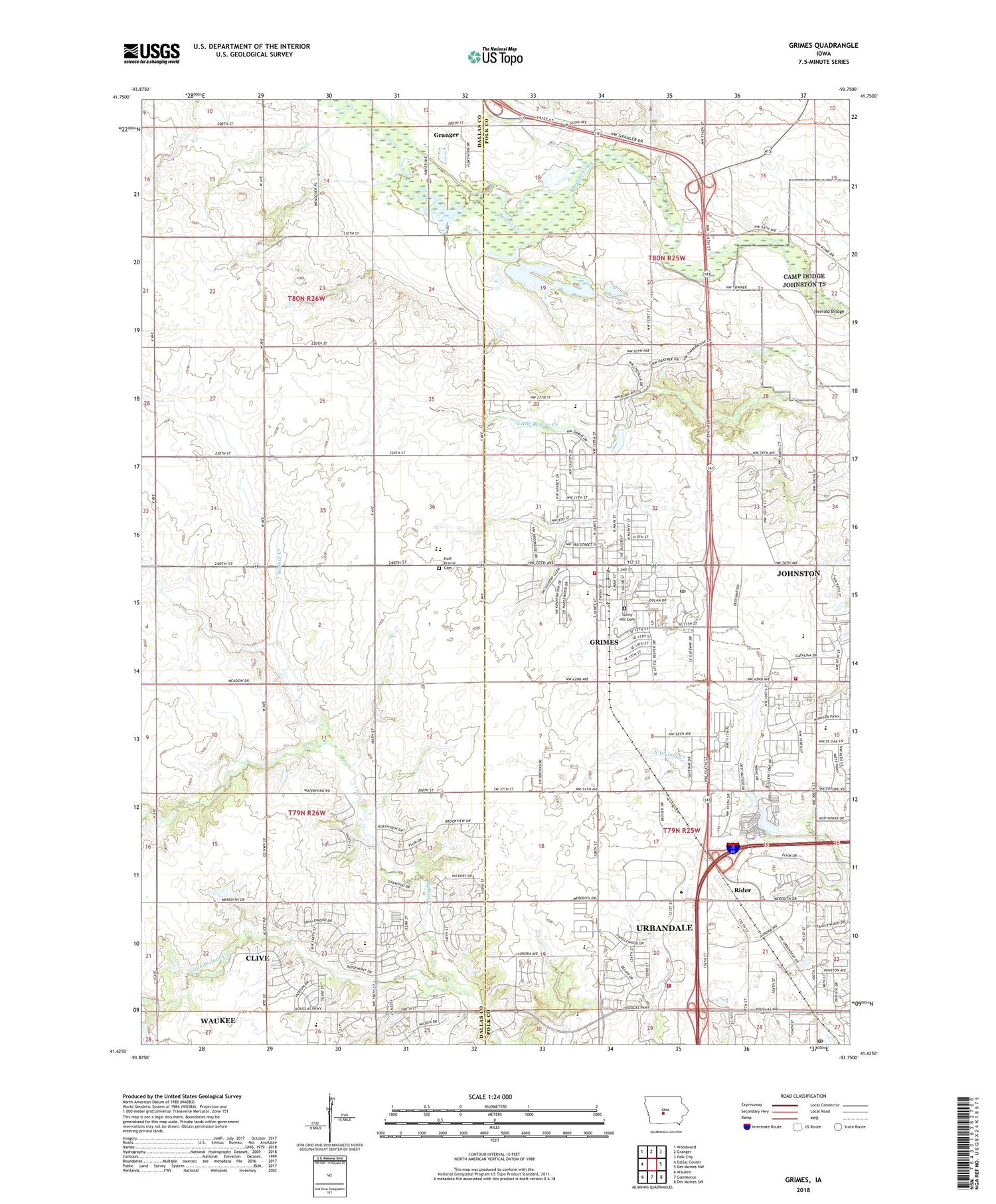 Grimes Iowa US Topo Map Image