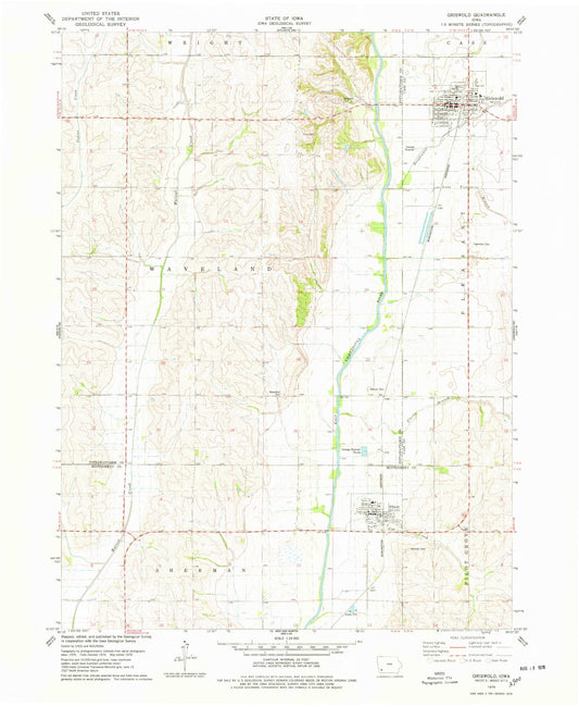 Classic USGS Griswold Iowa 7.5'x7.5' Topo Map Image