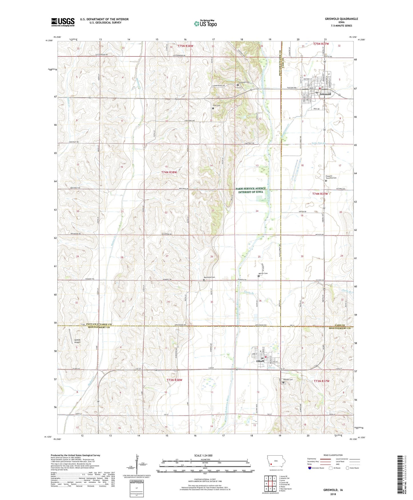 Griswold Iowa US Topo Map Image
