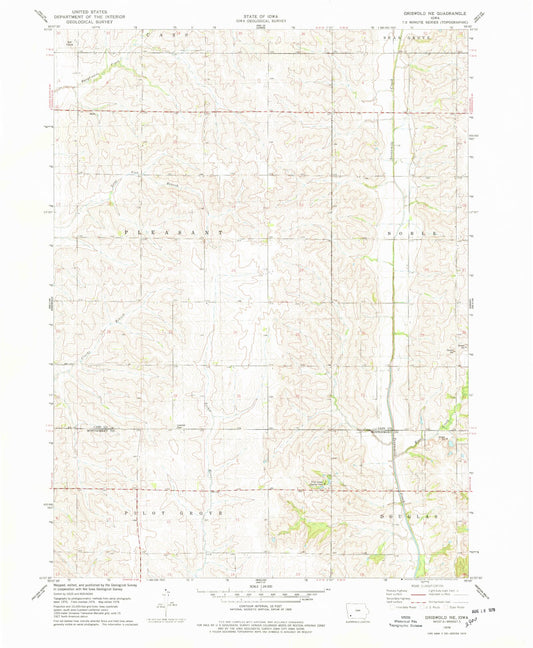Classic USGS Griswold NE Iowa 7.5'x7.5' Topo Map Image