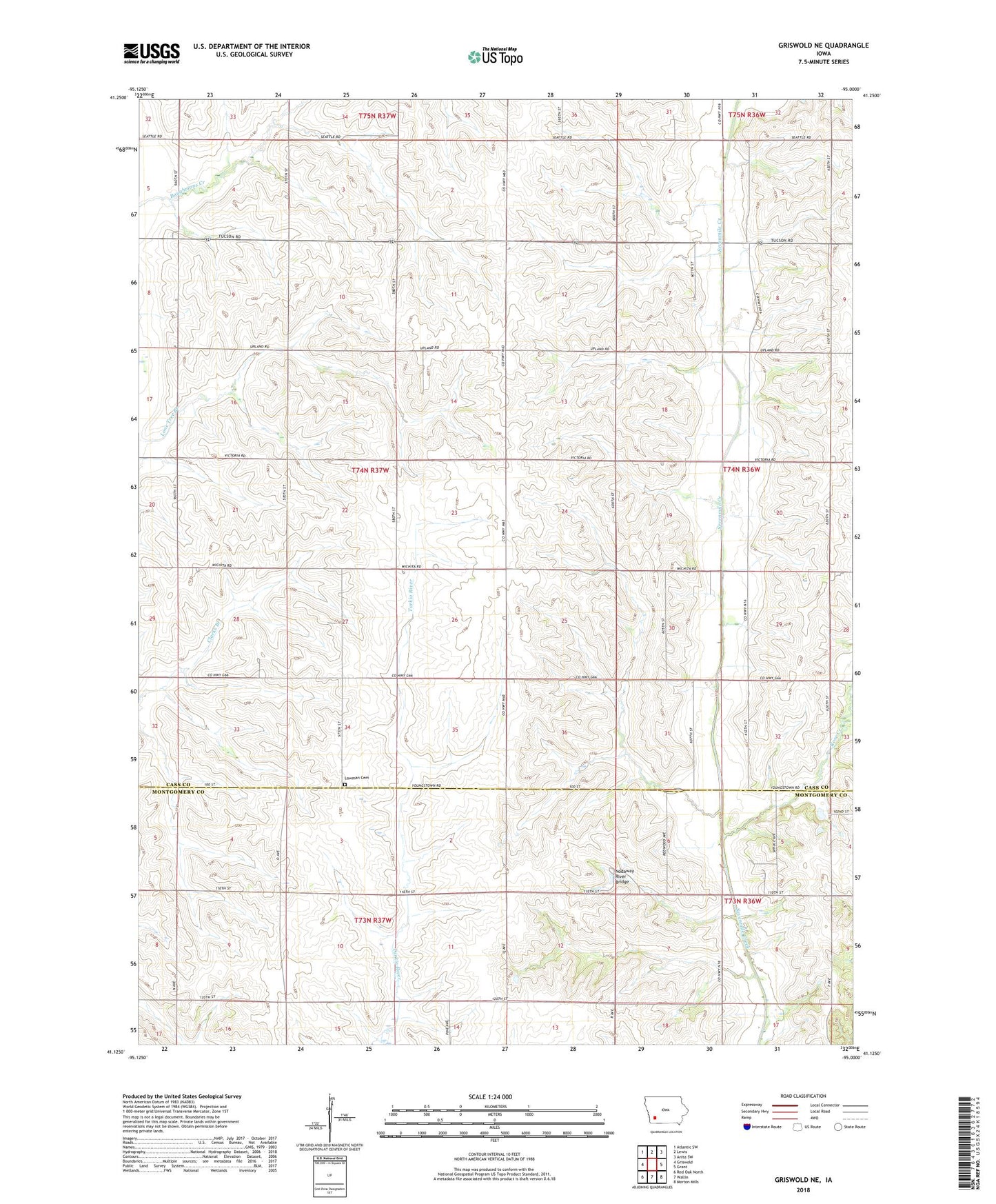 Griswold NE Iowa US Topo Map Image