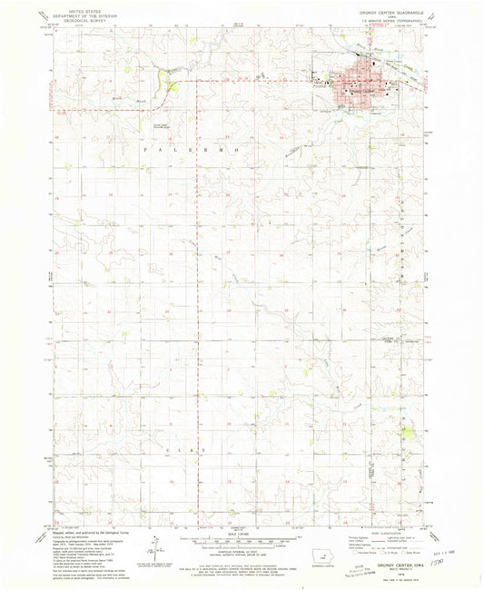Classic USGS Grundy Center Iowa 7.5'x7.5' Topo Map Image