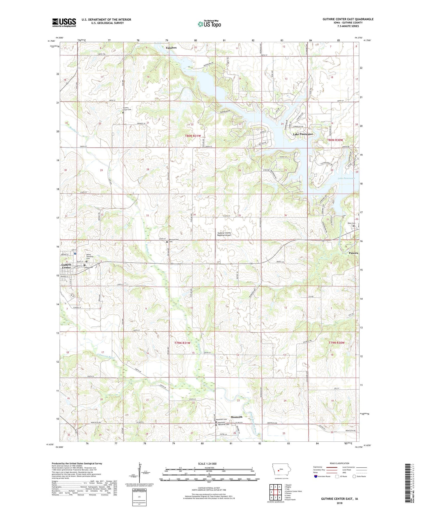 Guthrie Center East Iowa US Topo Map Image