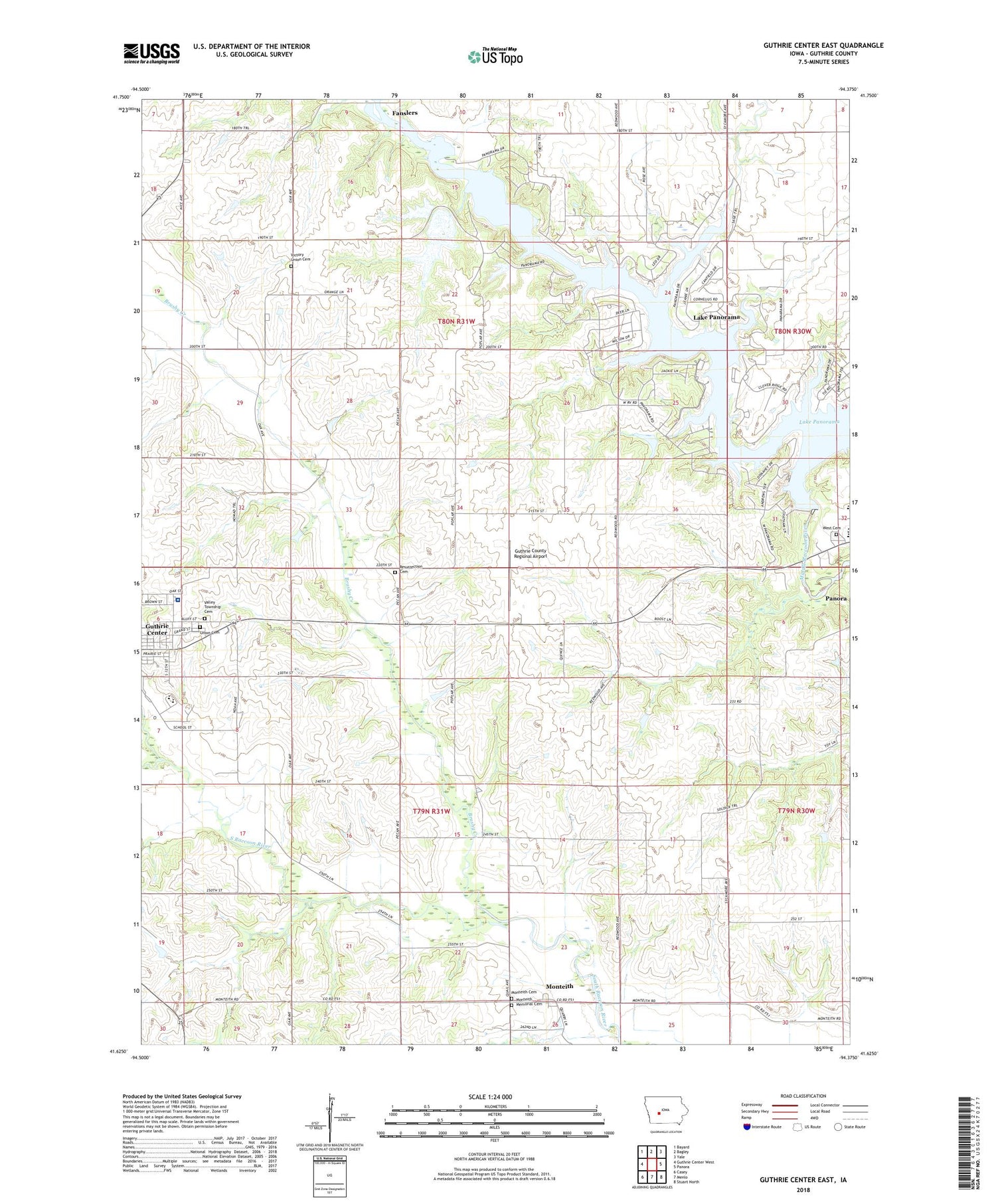 Guthrie Center East Iowa US Topo Map Image