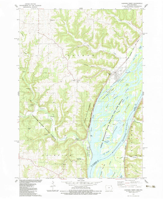 Classic USGS Harpers Ferry Iowa 7.5'x7.5' Topo Map Image