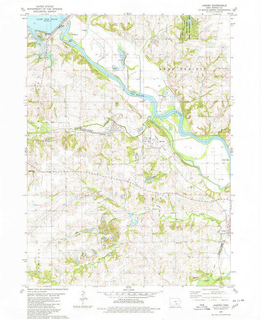 Classic USGS Harvey Iowa 7.5'x7.5' Topo Map Image