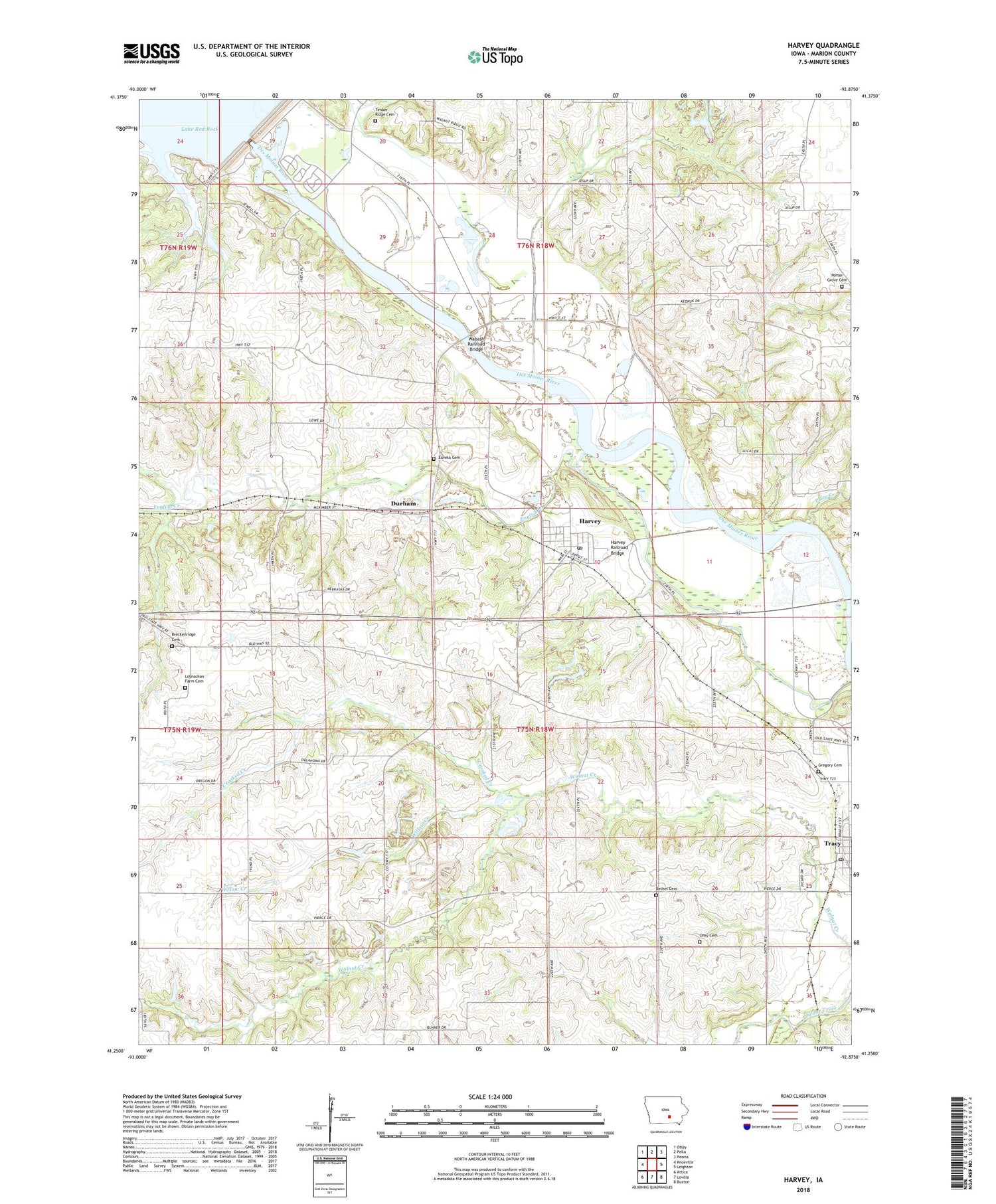 Harvey Iowa US Topo Map Image