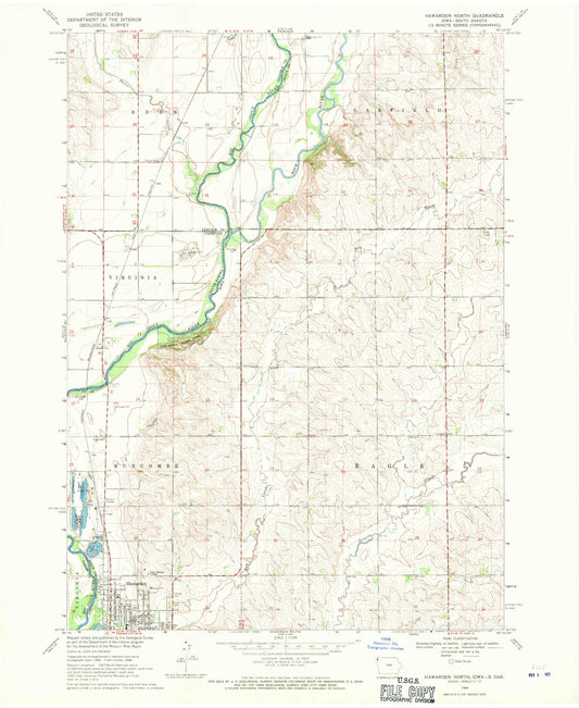 Classic USGS Hawarden North Iowa 7.5'x7.5' Topo Map Image