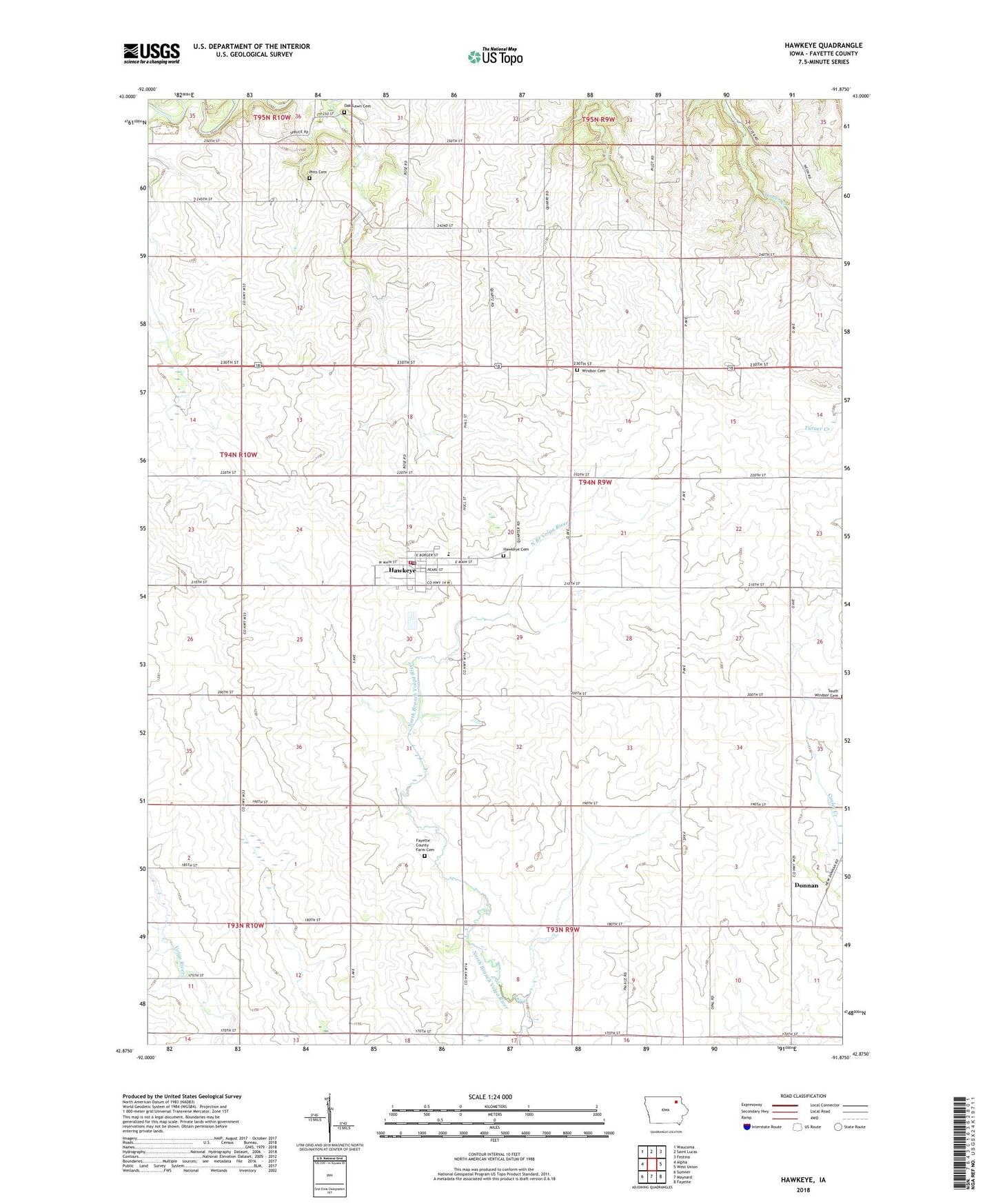 Hawkeye Iowa US Topo Map Image