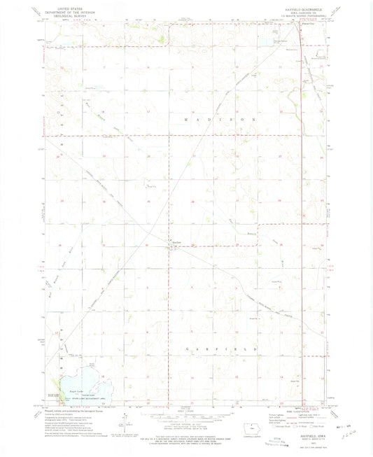 Classic USGS Hayfield Iowa 7.5'x7.5' Topo Map Image
