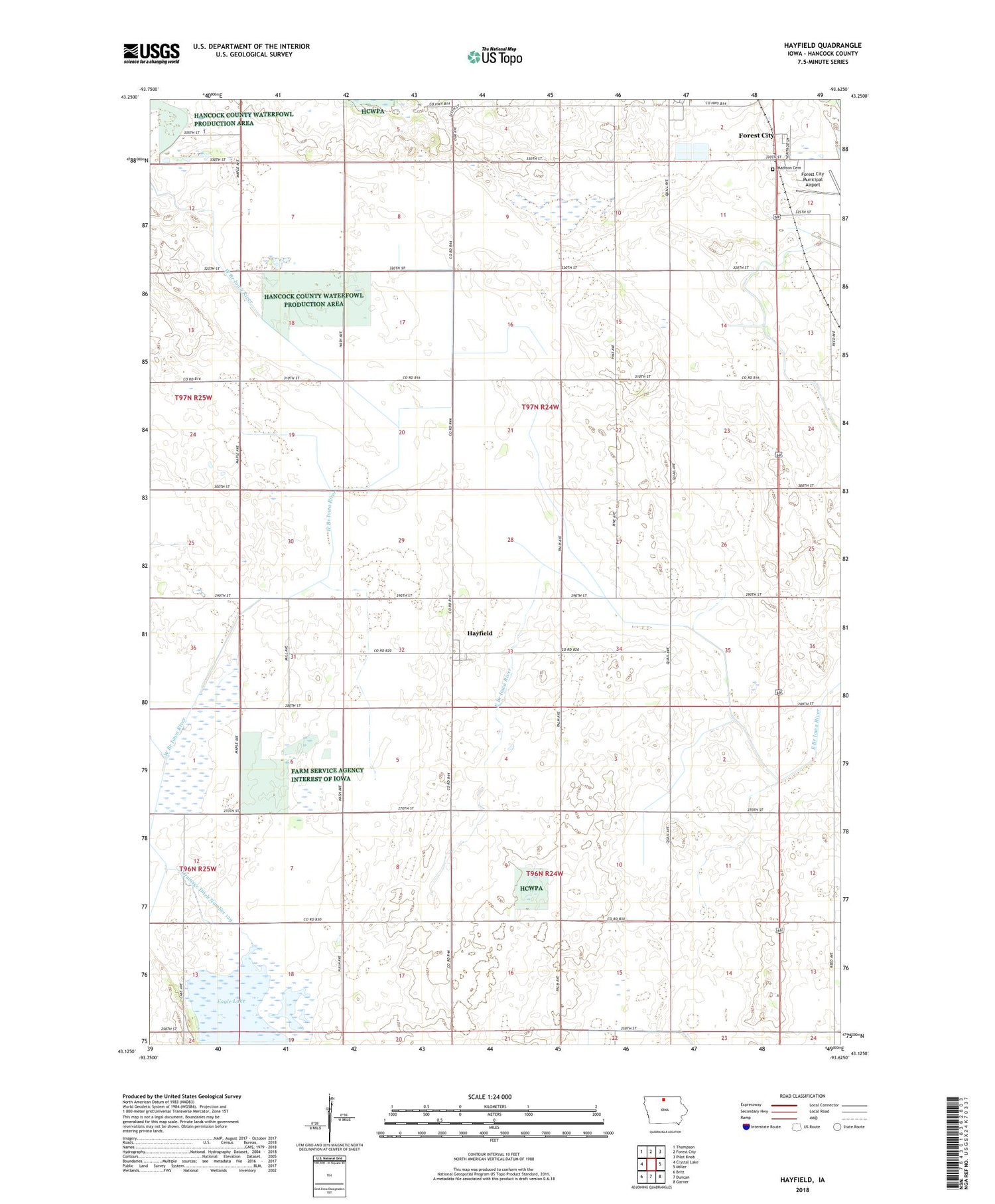 Hayfield Iowa US Topo Map Image