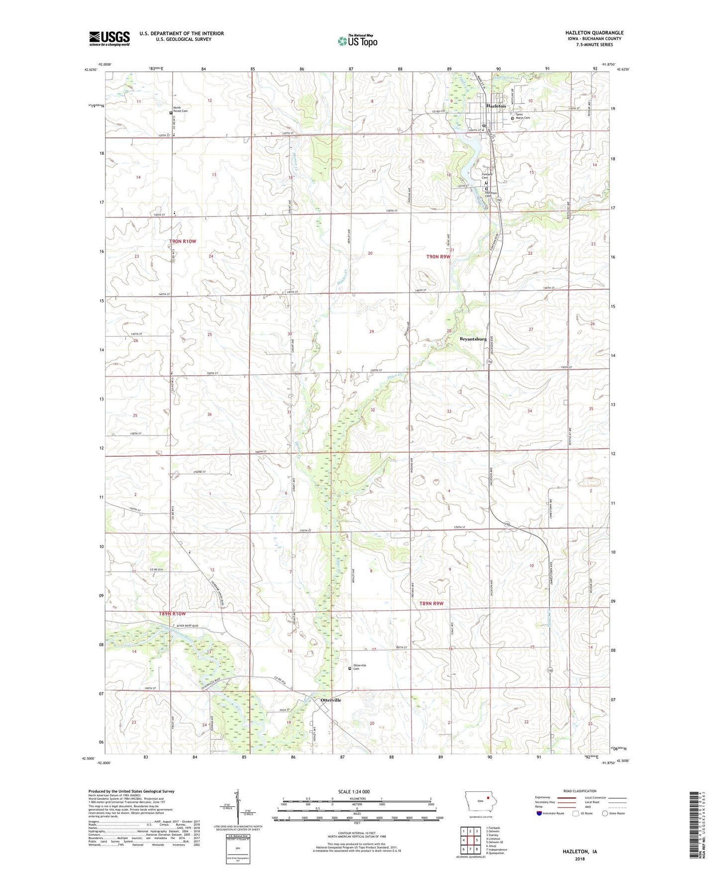Hazleton Iowa US Topo Map Image