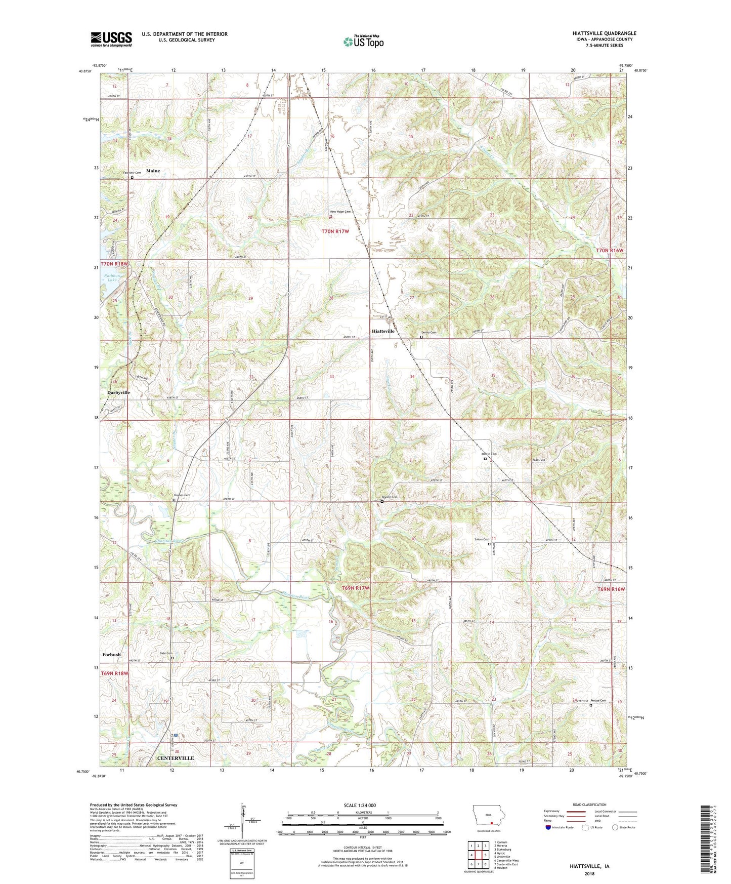 Hiattsville Iowa US Topo Map Image