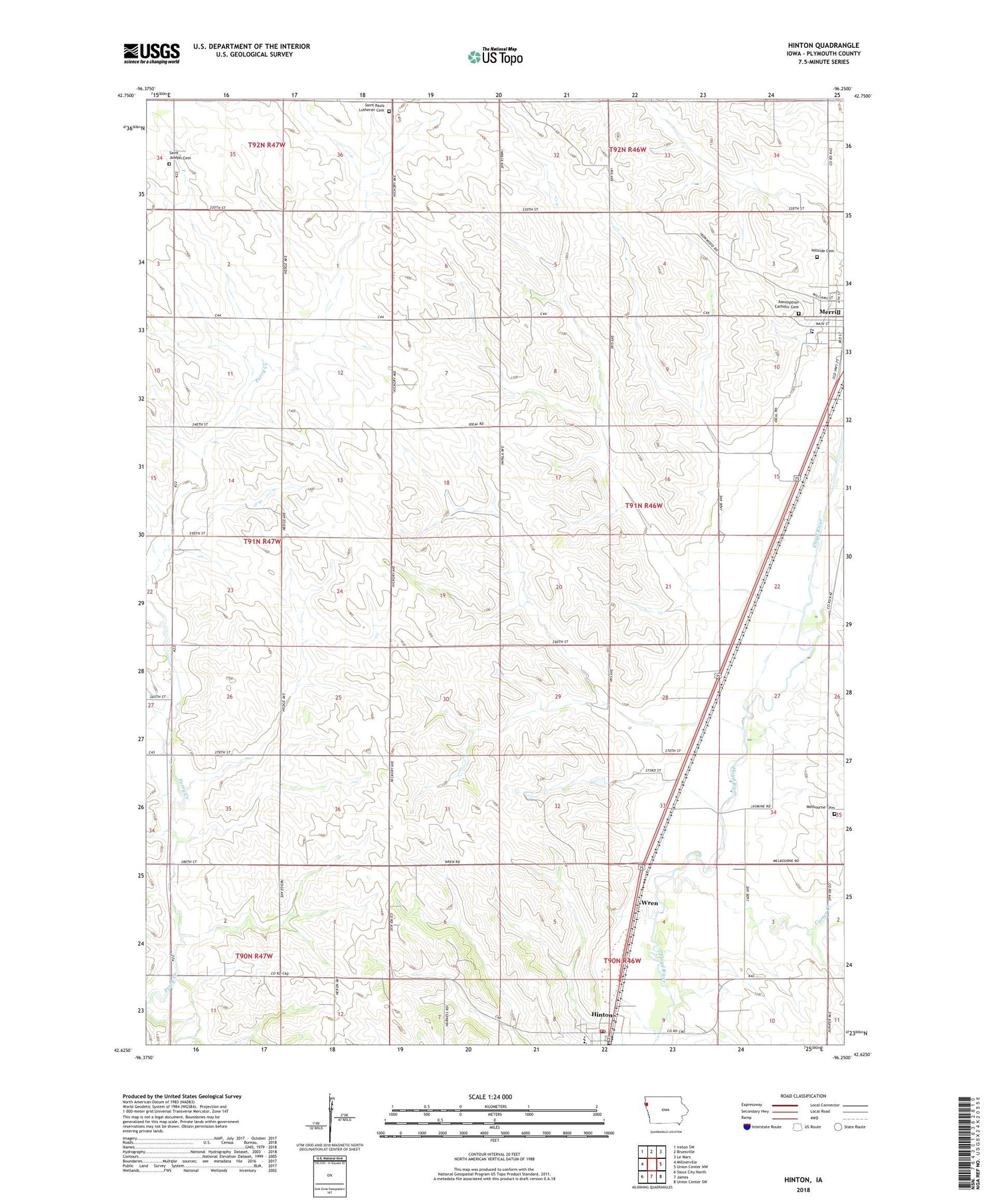 Hinton Iowa US Topo Map Image