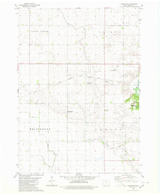 Classic USGS Hobarton Iowa 7.5'x7.5' Topo Map Image