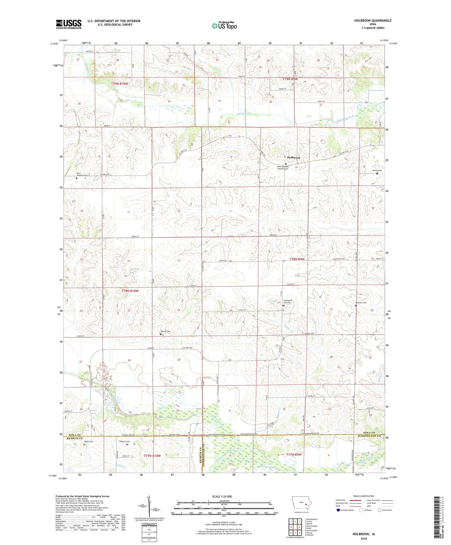 Holbrook Iowa US Topo Map Image