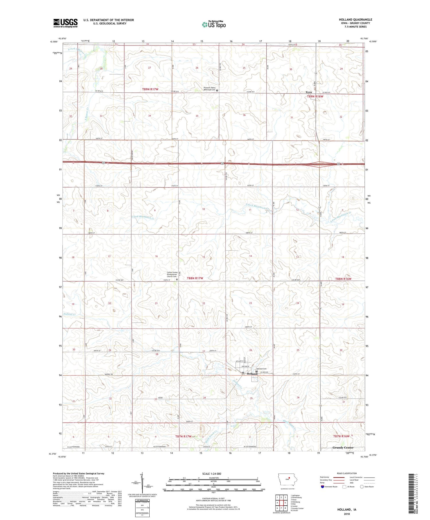 Holland Iowa US Topo Map Image
