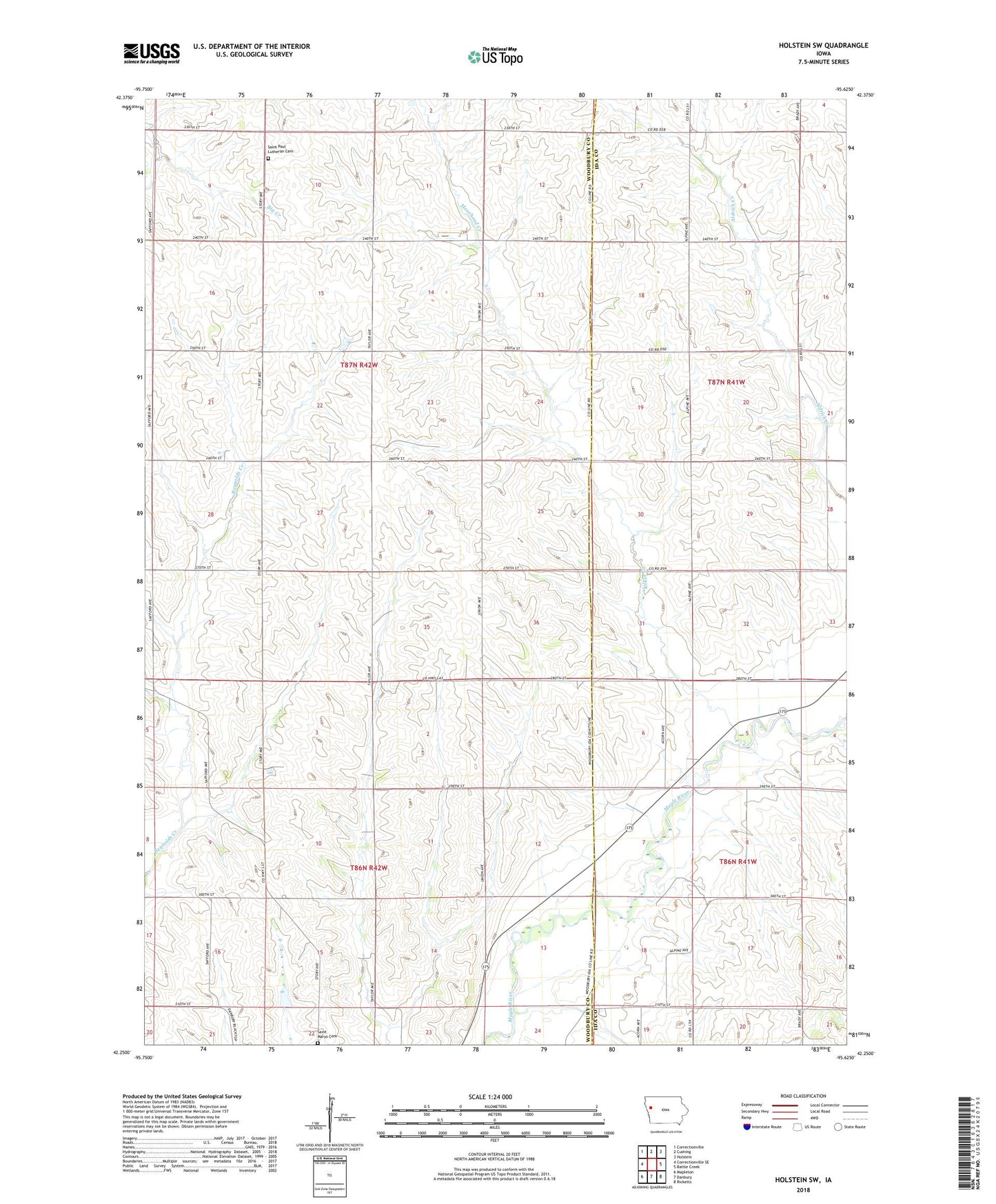 Holstein SW Iowa US Topo Map Image