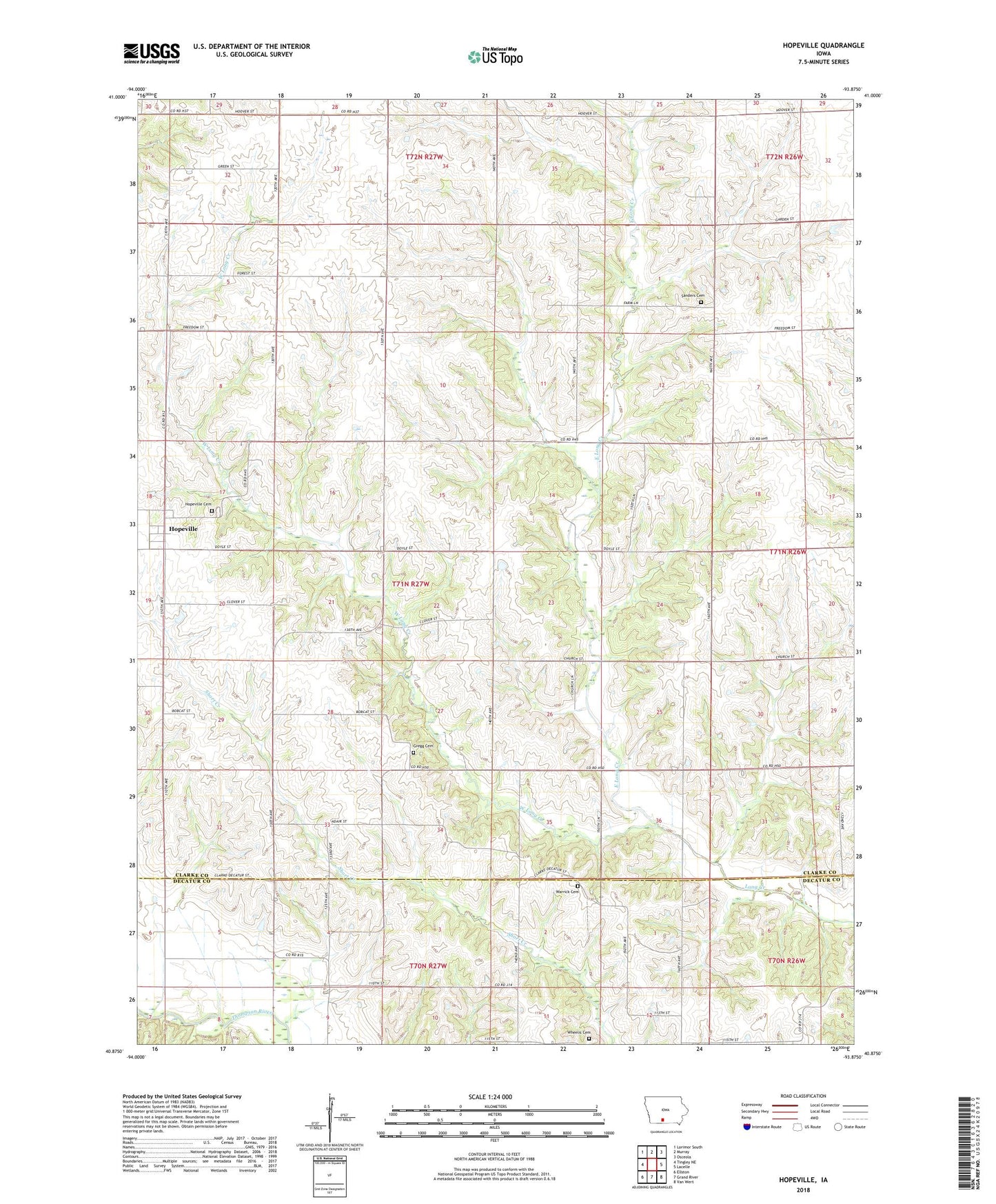 Hopeville Iowa US Topo Map Image