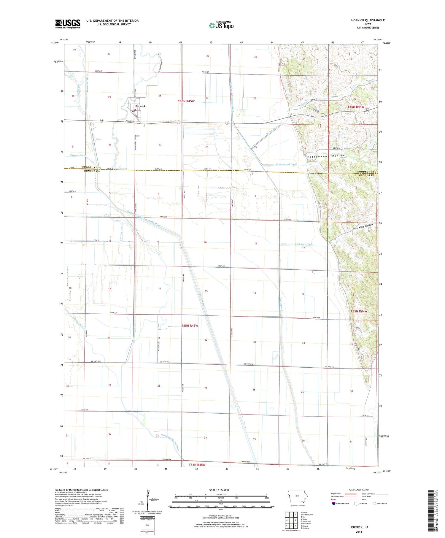 Hornick Iowa US Topo Map Image