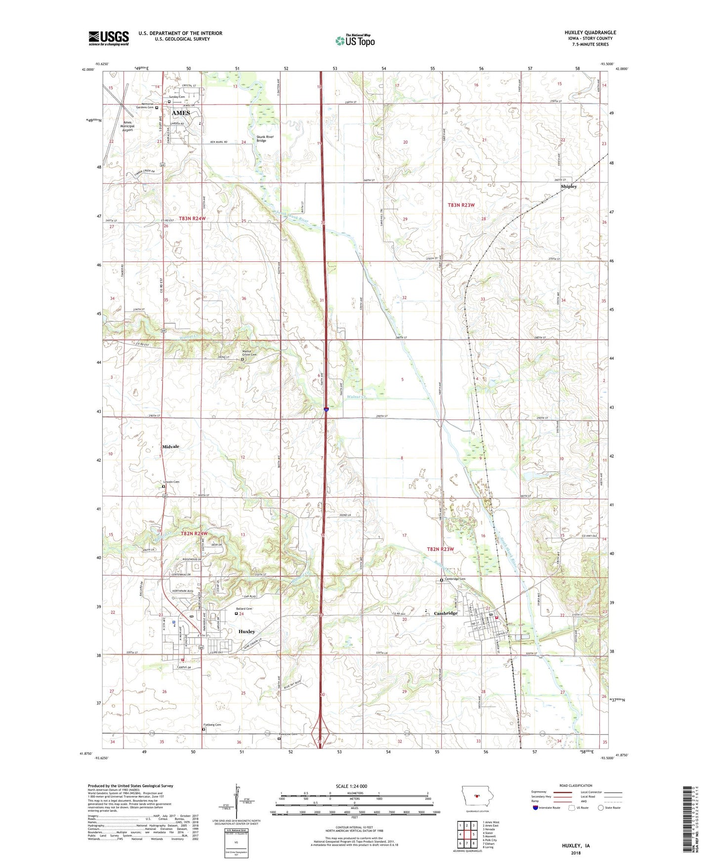 Huxley Iowa US Topo Map Image