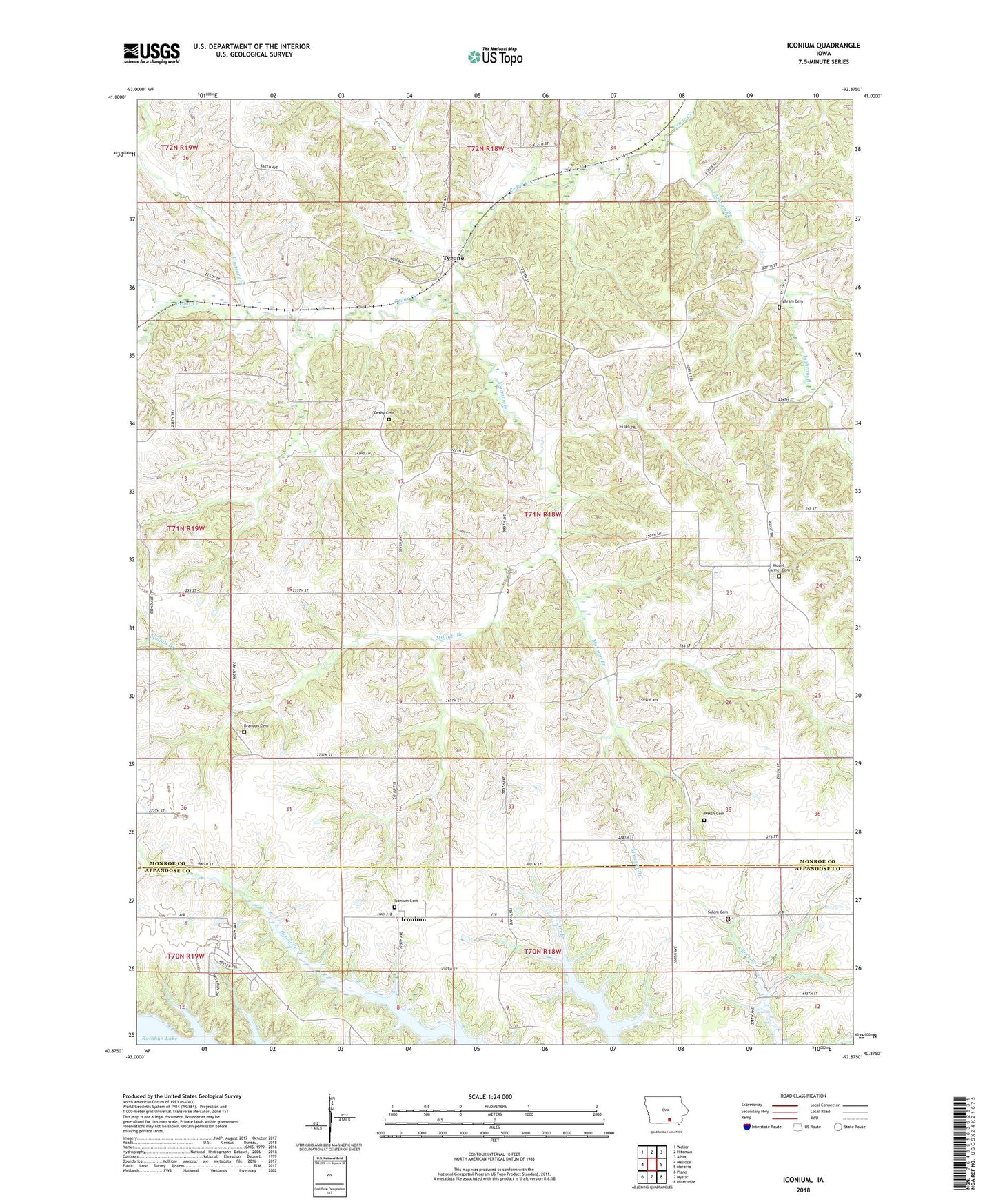 Iconium Iowa US Topo Map Image
