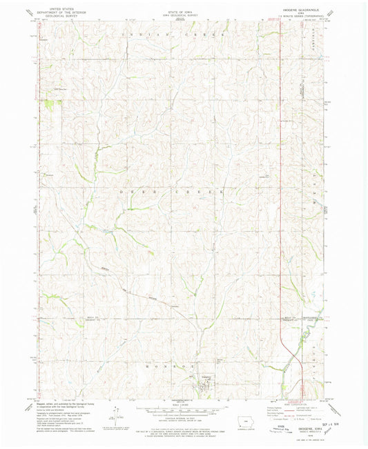 Classic USGS Imogene Iowa 7.5'x7.5' Topo Map Image
