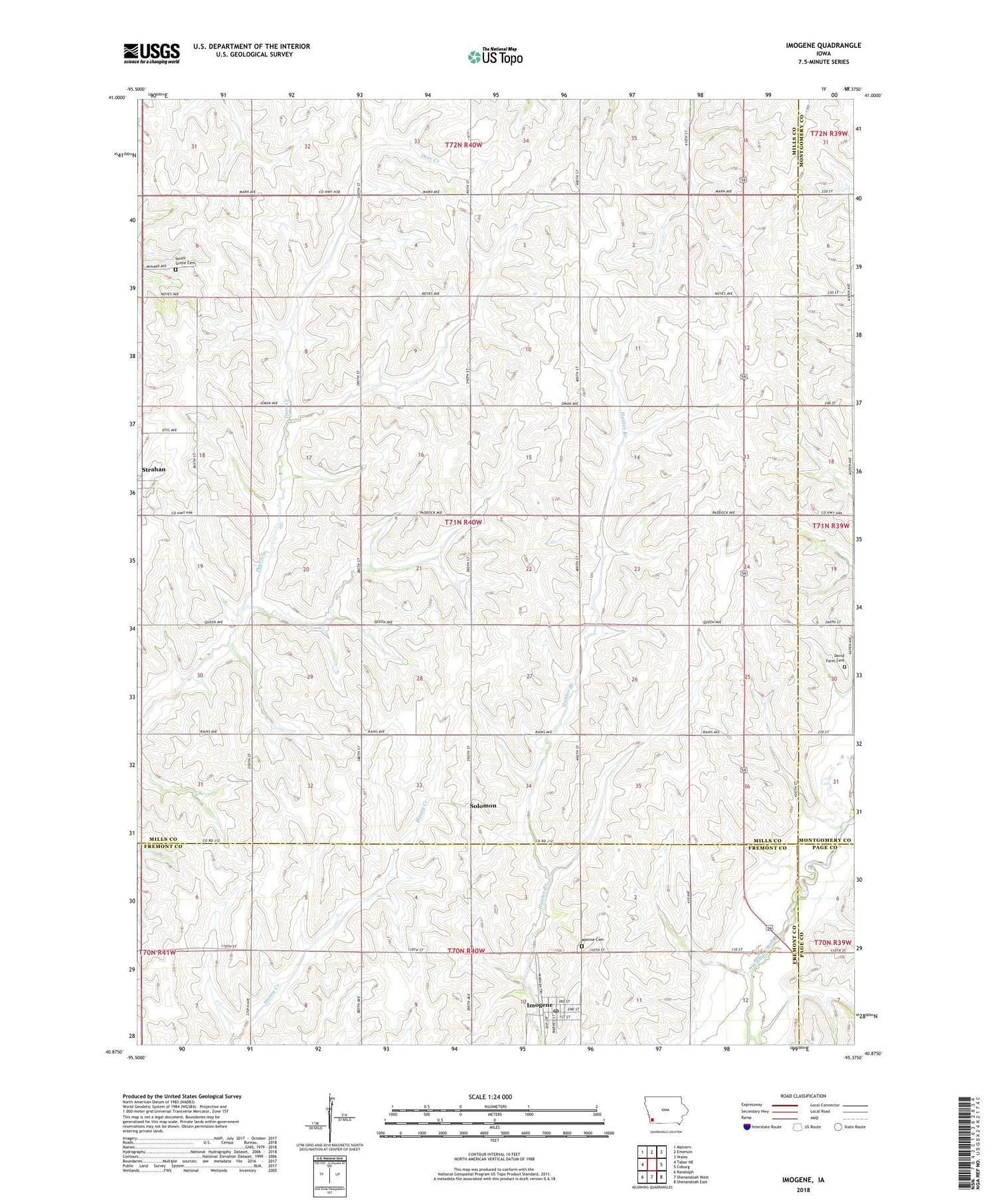 Imogene Iowa US Topo Map Image