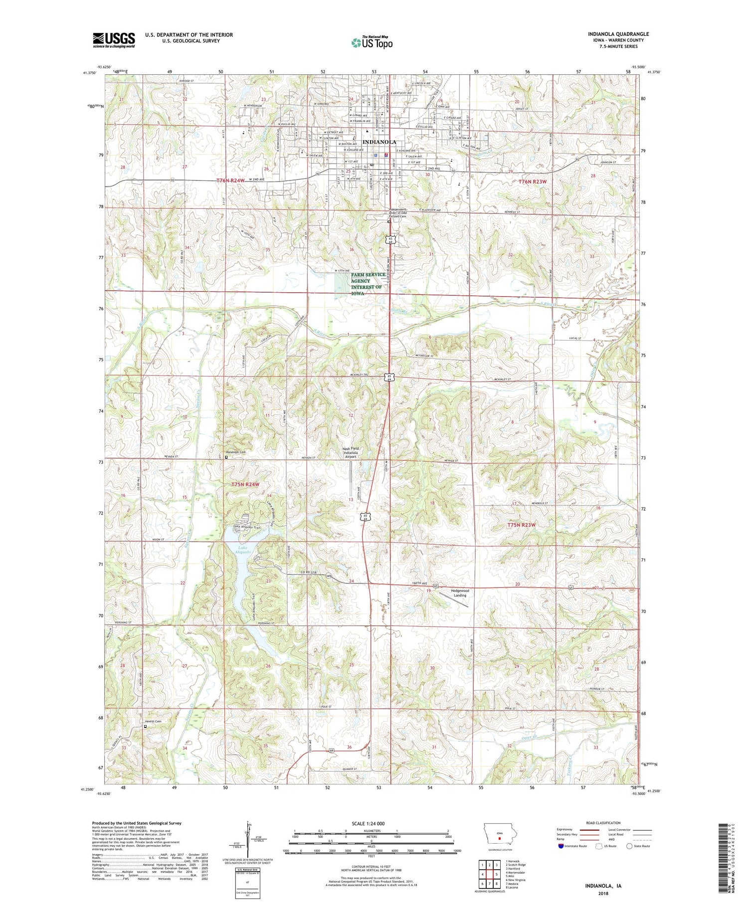 Indianola Iowa US Topo Map Image