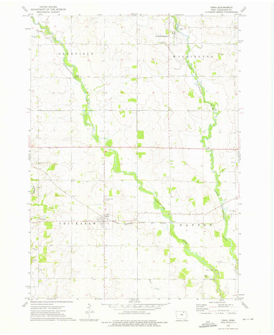 Classic USGS Ionia Iowa 7.5'x7.5' Topo Map Image