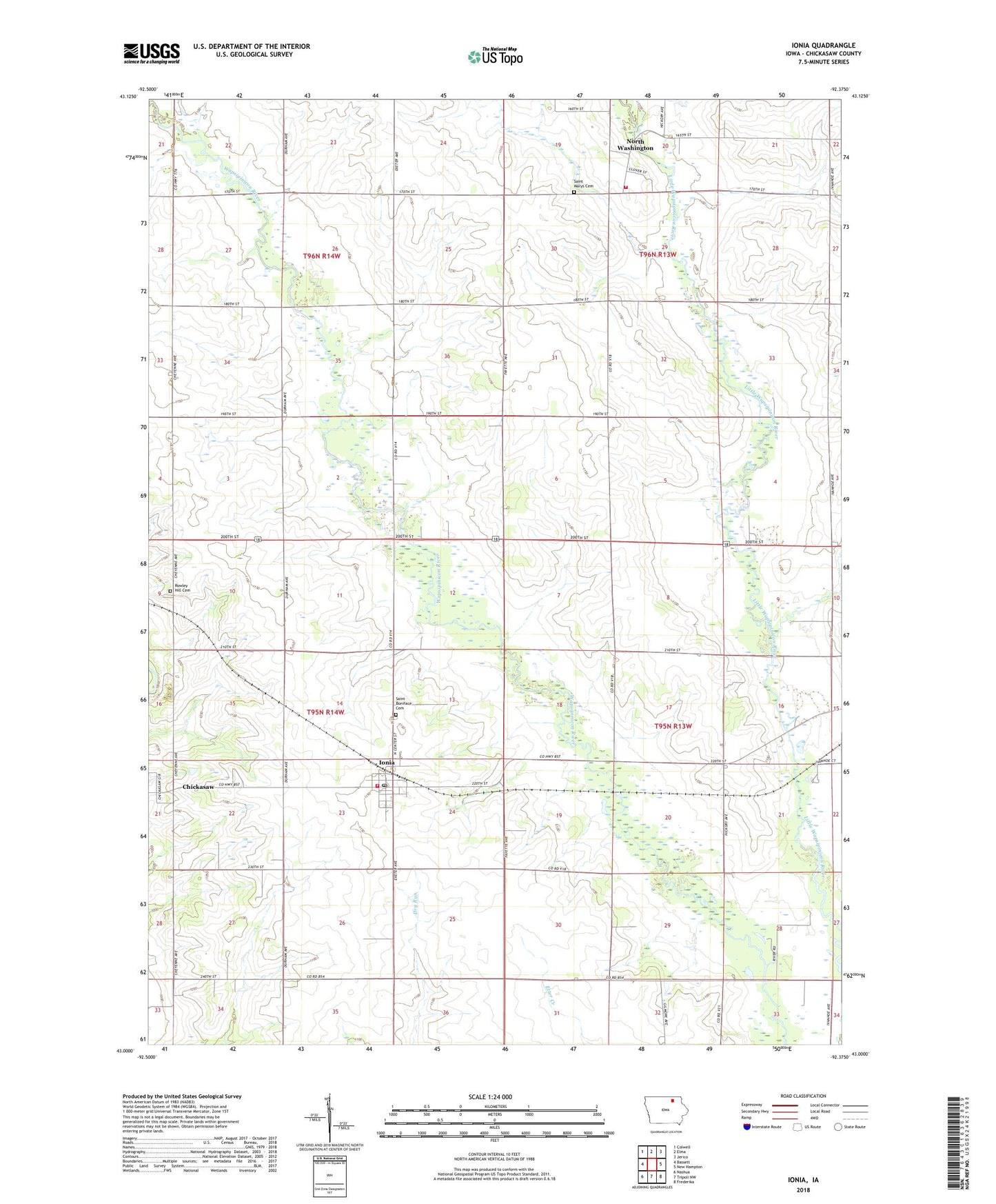 Ionia Iowa US Topo Map Image
