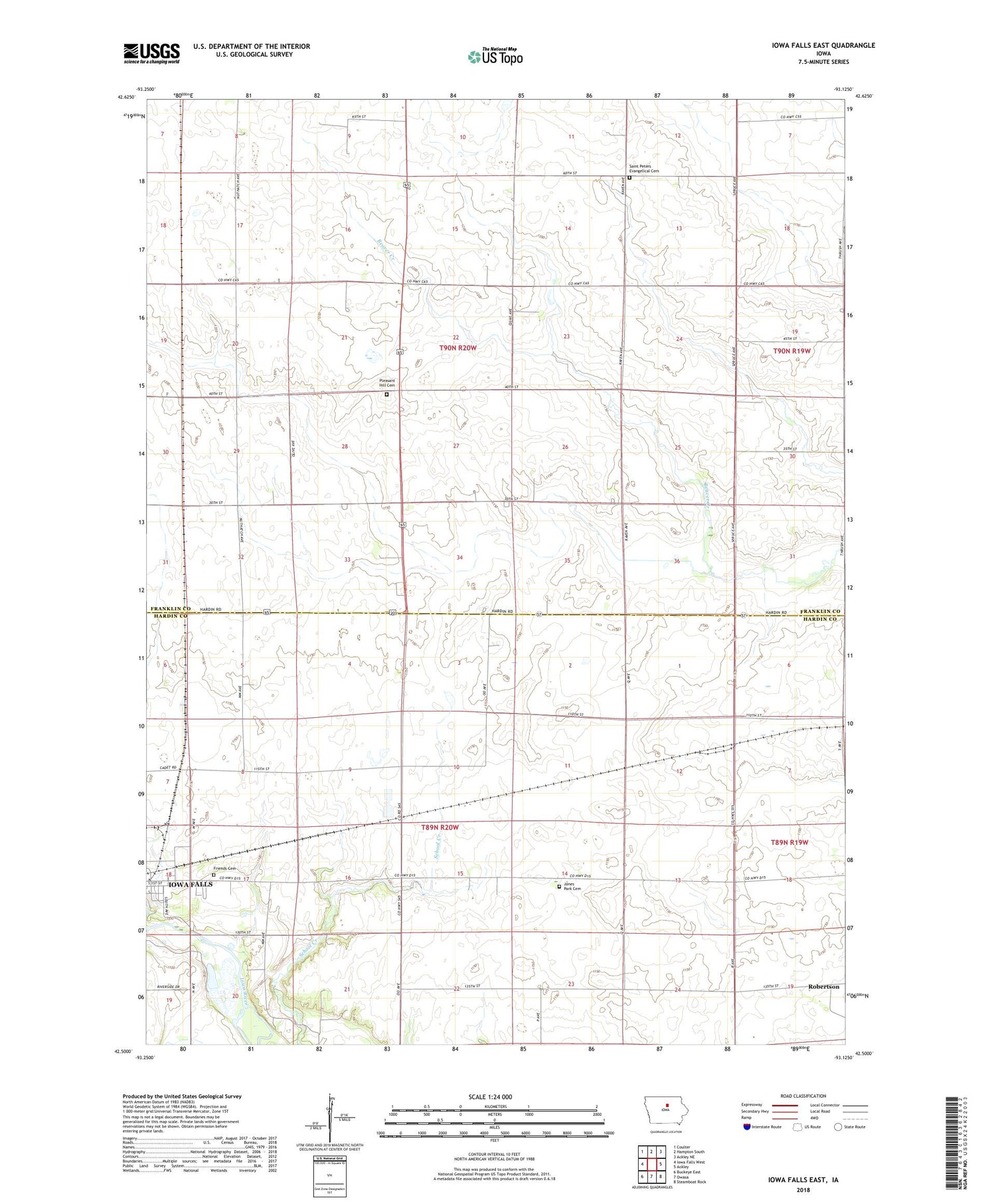 Iowa Falls East Iowa US Topo Map Image