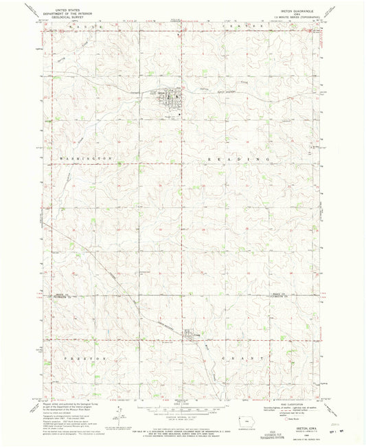 Classic USGS Ireton Iowa 7.5'x7.5' Topo Map Image