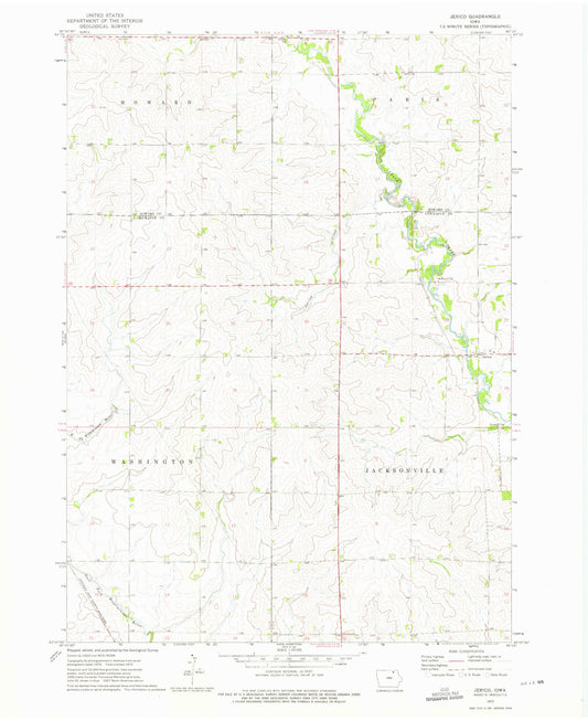 Classic USGS Jerico Iowa 7.5'x7.5' Topo Map Image