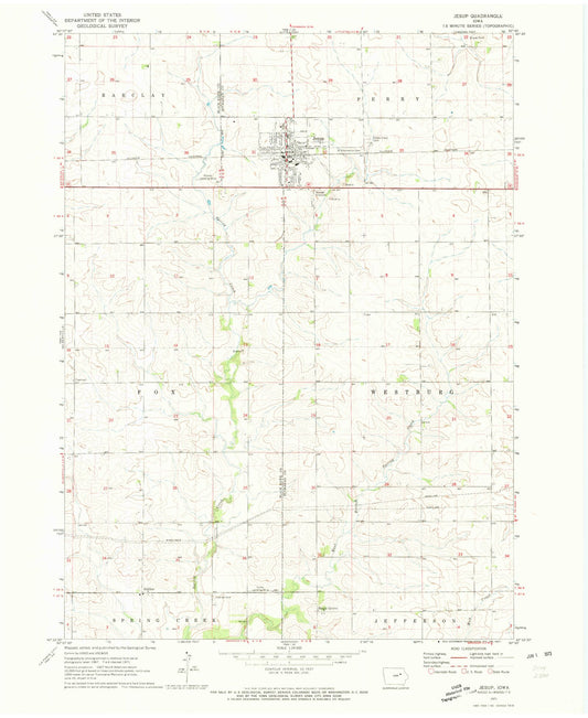 Classic USGS Jesup Iowa 7.5'x7.5' Topo Map Image