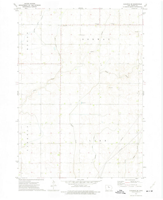 Classic USGS Kanawha SE Iowa 7.5'x7.5' Topo Map Image