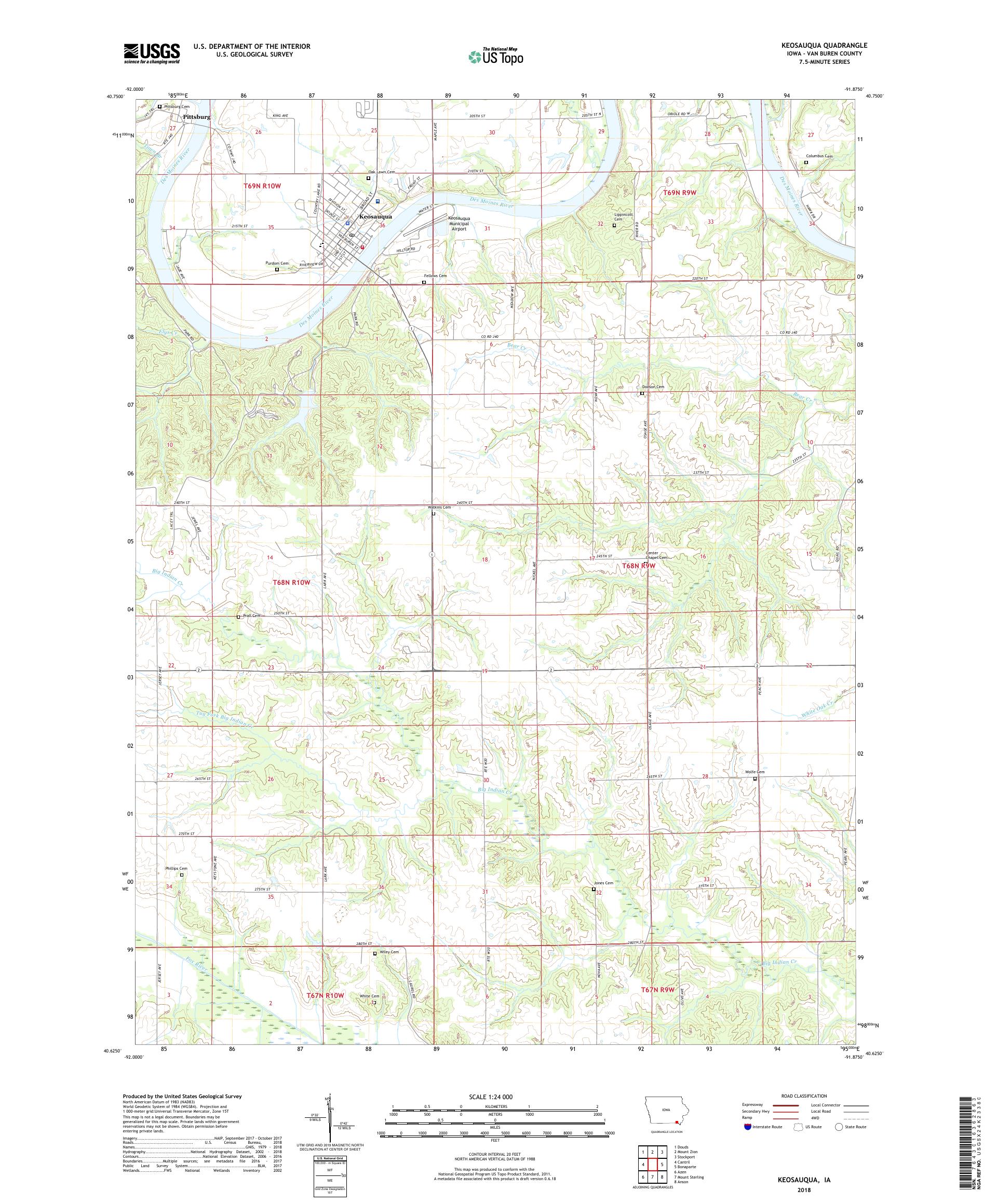 Keosauqua Iowa US Topo Map – MyTopo Map Store