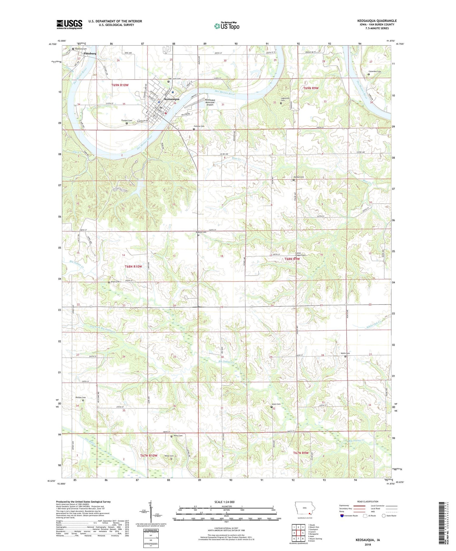 Keosauqua Iowa US Topo Map Image