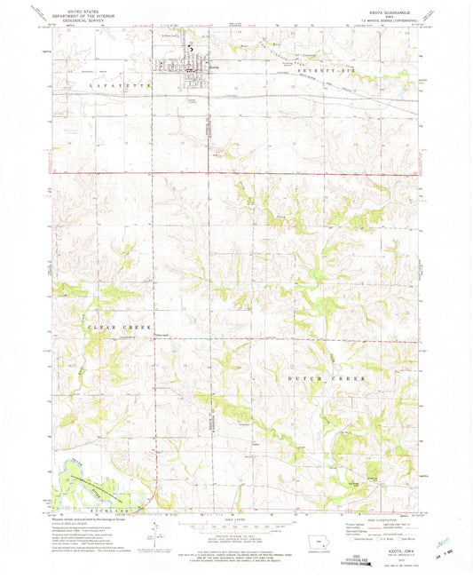Classic USGS Keota Iowa 7.5'x7.5' Topo Map Image