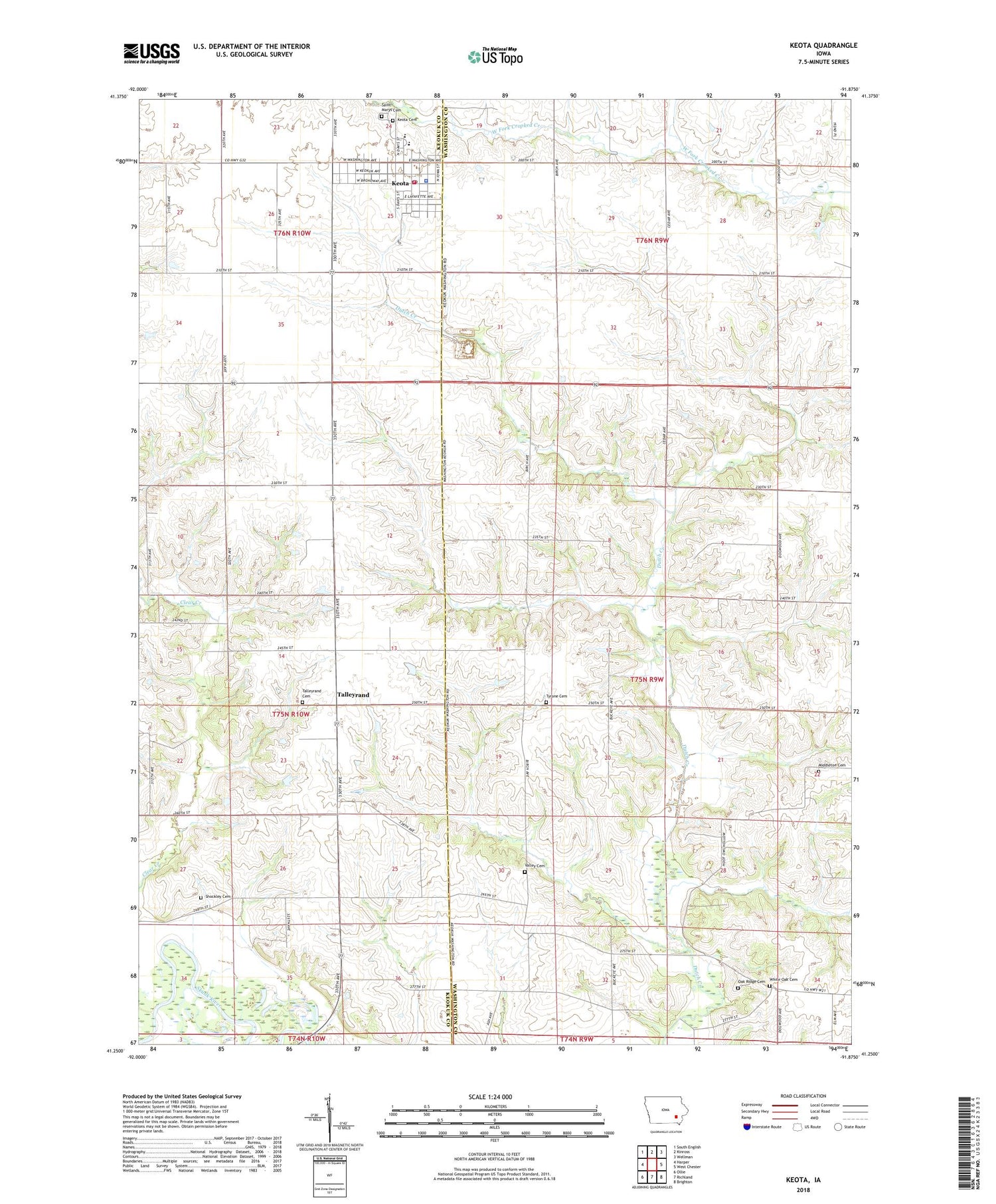 Keota Iowa US Topo Map Image