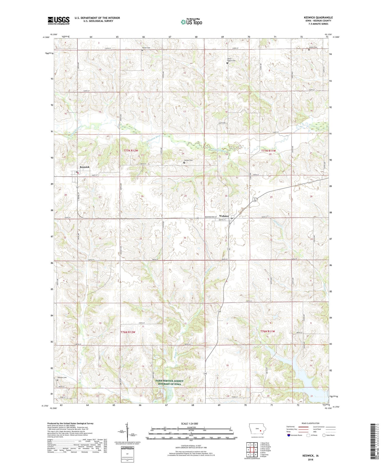 Keswick Iowa US Topo Map Image