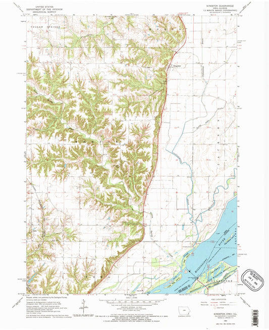 Classic USGS Kingston Iowa 7.5'x7.5' Topo Map Image
