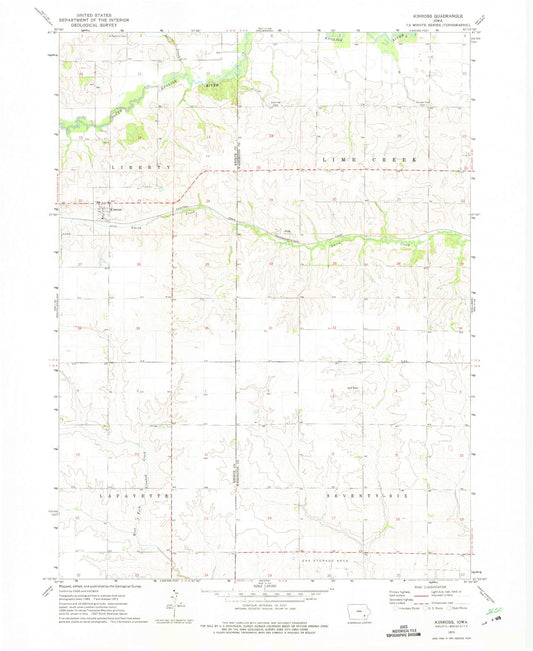 Classic USGS Kinross Iowa 7.5'x7.5' Topo Map Image