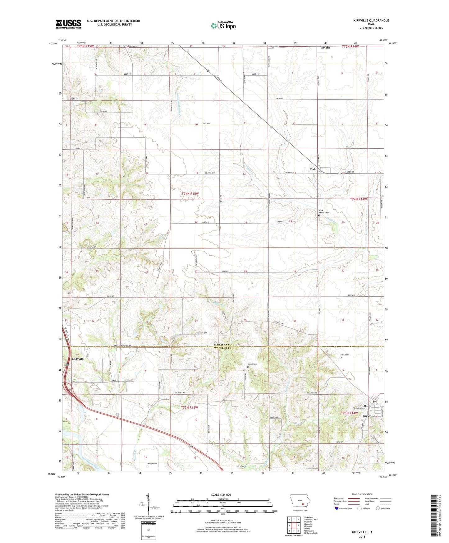 Kirkville Iowa US Topo Map Image