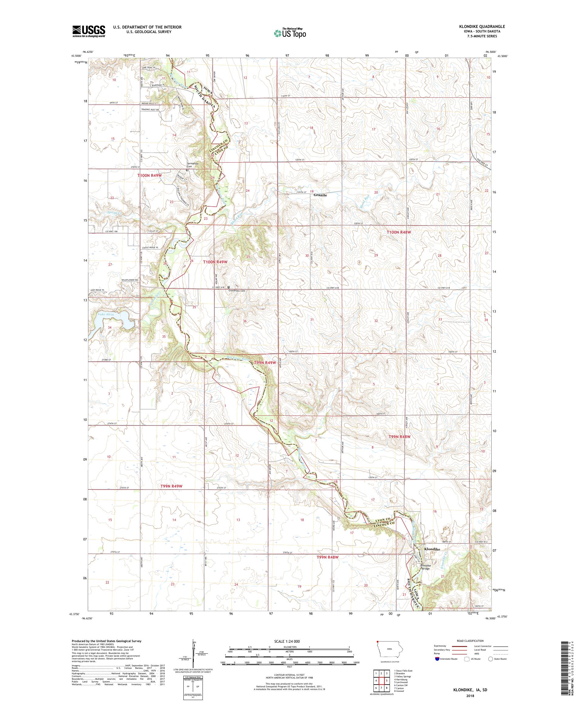 Klondike Iowa US Topo Map – MyTopo Map Store