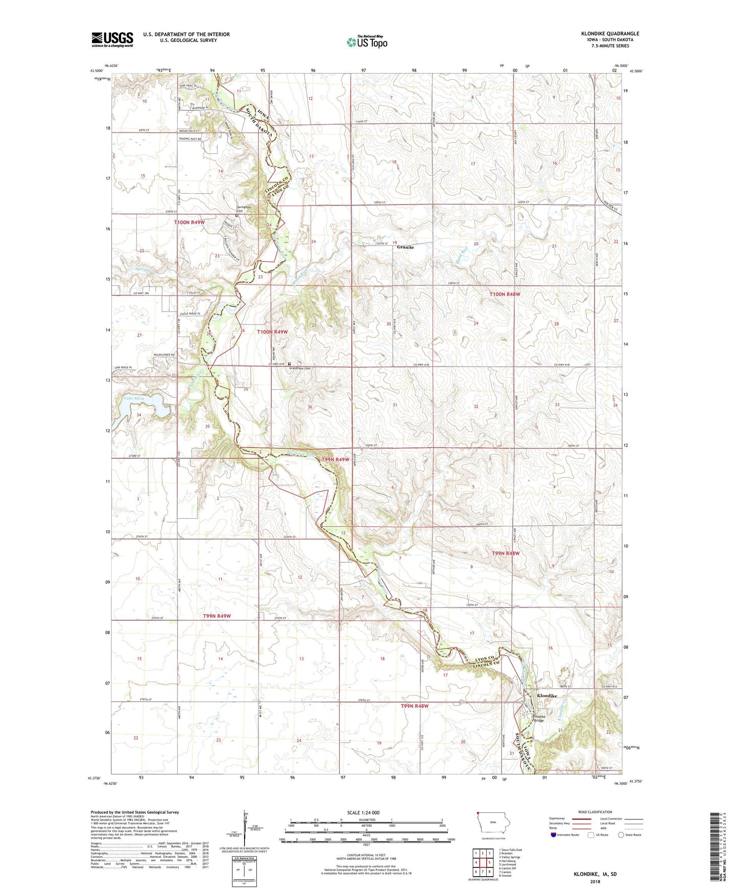 Klondike Iowa US Topo Map Image