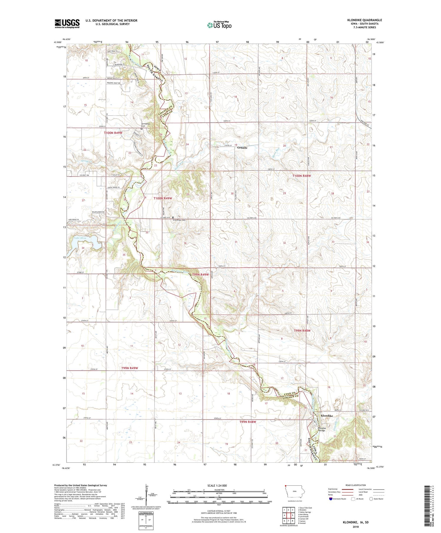 Klondike Iowa US Topo Map Image